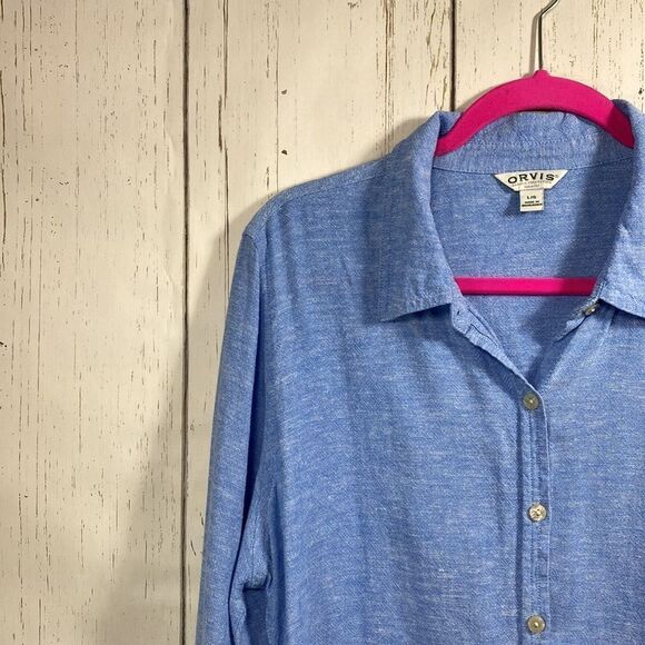 Orvis Womens Button Up Long Sleeve Linen Blend Shirt - Picture 2 of 16